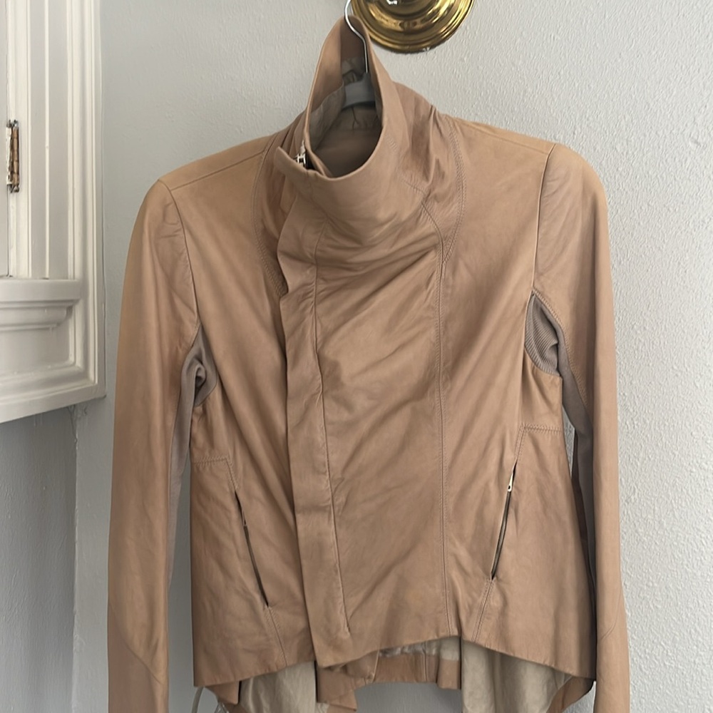 Rick Owens Tan Leather Jacket celebrity owned - Picture 3 of 15